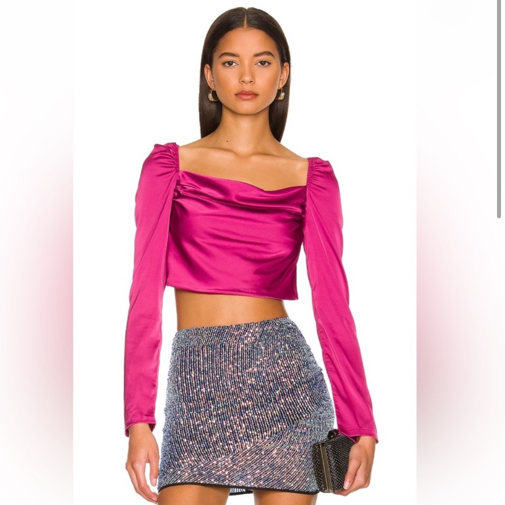REVOLVE More To Come magenta open back crop top, medium